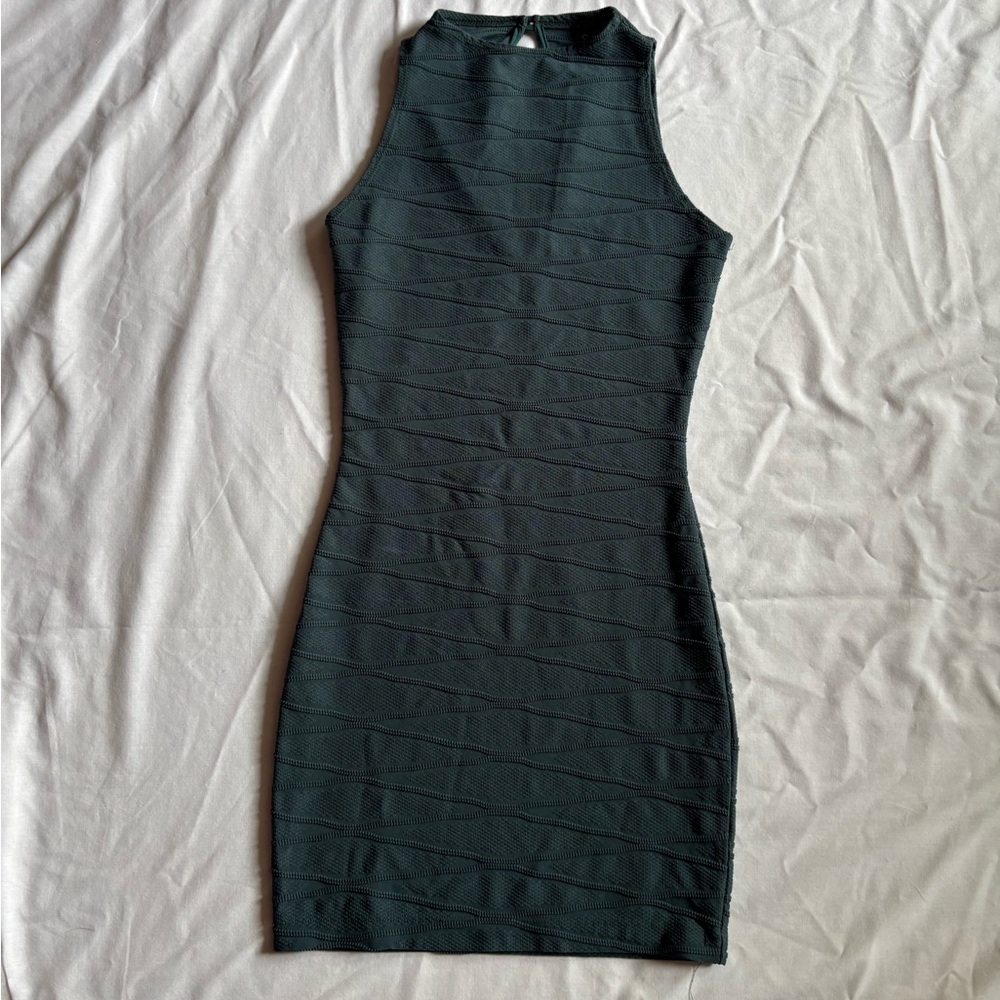 Windsor dark green high neck mini dress small